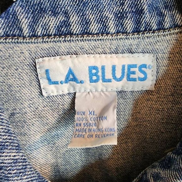 L.A. Blues Vintage Embellished Cotton Denim Vest Pleated Size XL One Of A Kind - Picture 2 of 14